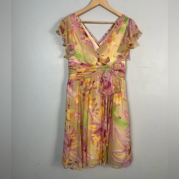 Vintage Silk Cold water Creek Watercolor Dress size 10 petite - Picture 1 of 6